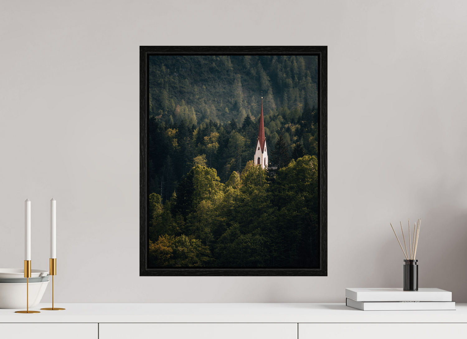 40 x 50 cm, Floater Frame Church in the Alps