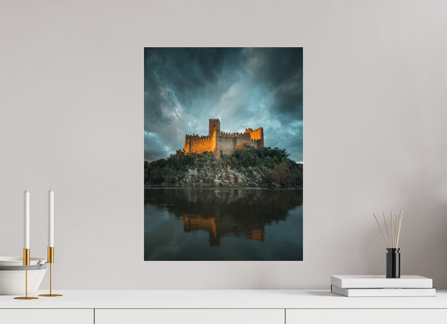 40 x 53.8 cm, Photo Print Under Acrylic Glass Almourol Castle