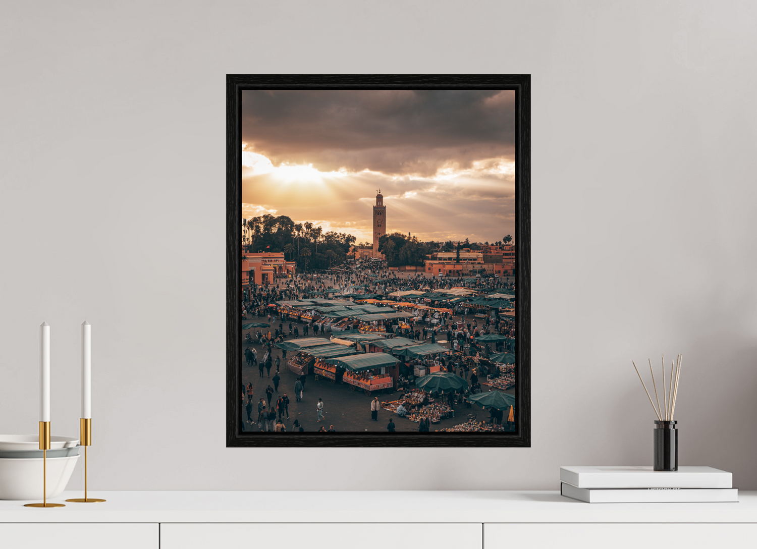 40 x 50 cm, Floater Frame Jemaa el-Fnaa, Marrakesh