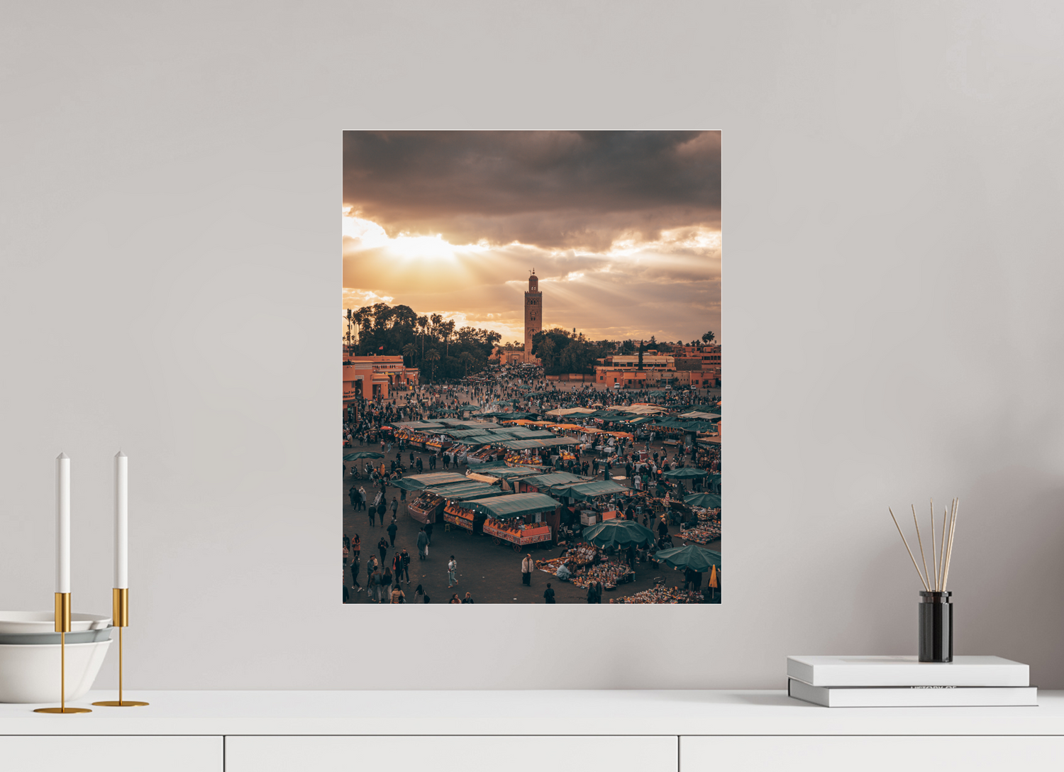 40 x 50 cm, Photo Print Under Acrylic Glass Jemaa el-Fnaa, Marrakesh