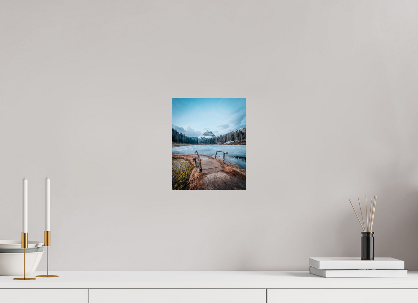 20 x 25 cm, Photo Print Under Acrylic Glass Lago d'Antorno, Dolomites