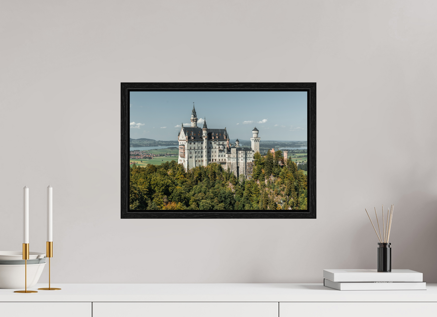 45 x 30 cm, Floater Frame Neuschwanstein Castle